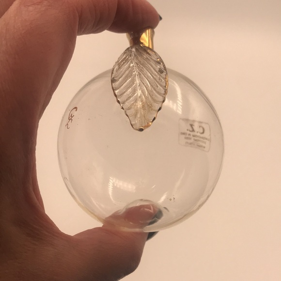 C.Z. Lavorazione in Oro Zecchino 1000 Murano Italy Clear Glass w/24k Gold Apple - Picture 2 of 9